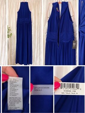 Vince Camuto Royal Blue Sleeveless Maxi Dress with Gathered Waist